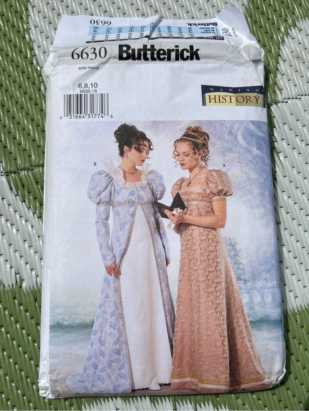Butterick 6630 Making History Dress & Coat Sewing Pattern Size 6-10 Uncut